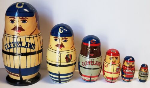 CLEVELAND INDIANS Vintage Russian Nesting Doll Set THROWBACK UNIFORMS Wood  MINT | eBay