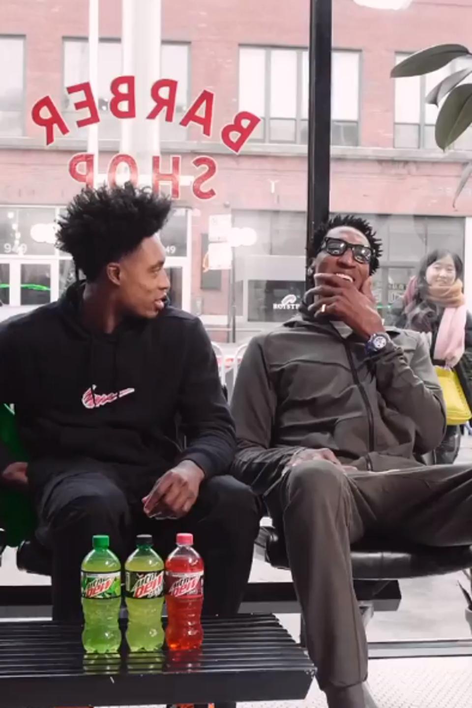 Collin Sexton chats with Scottie Pippen at the Blind Barber in Chicago's Fulton Market on Saturday, February 15, 20202 as part of NBA All-Star weekend.